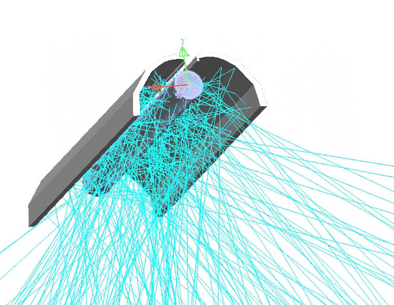 optical simulation of a UV lamp with reflector