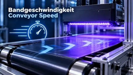 UV curing in continuous operation on a conveyor