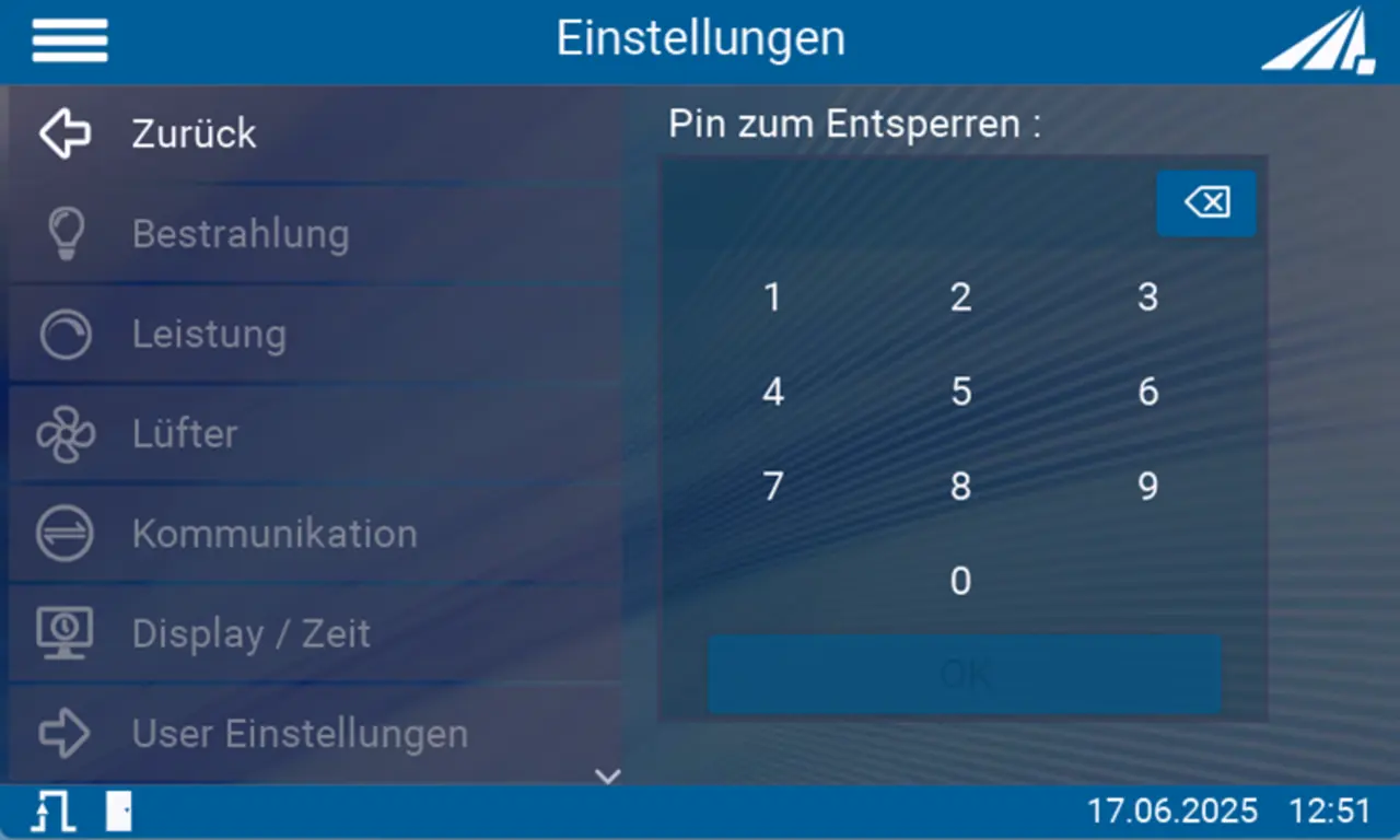 LedControl Touchのスクリーンショット:ユーザーロールによるパスワード保護アクセス