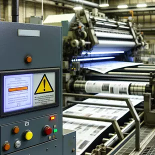 Error message in a UV printing plant for newspapers